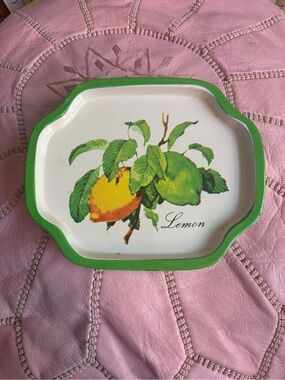 Lemon Motif Decorative Tray - Green Trim